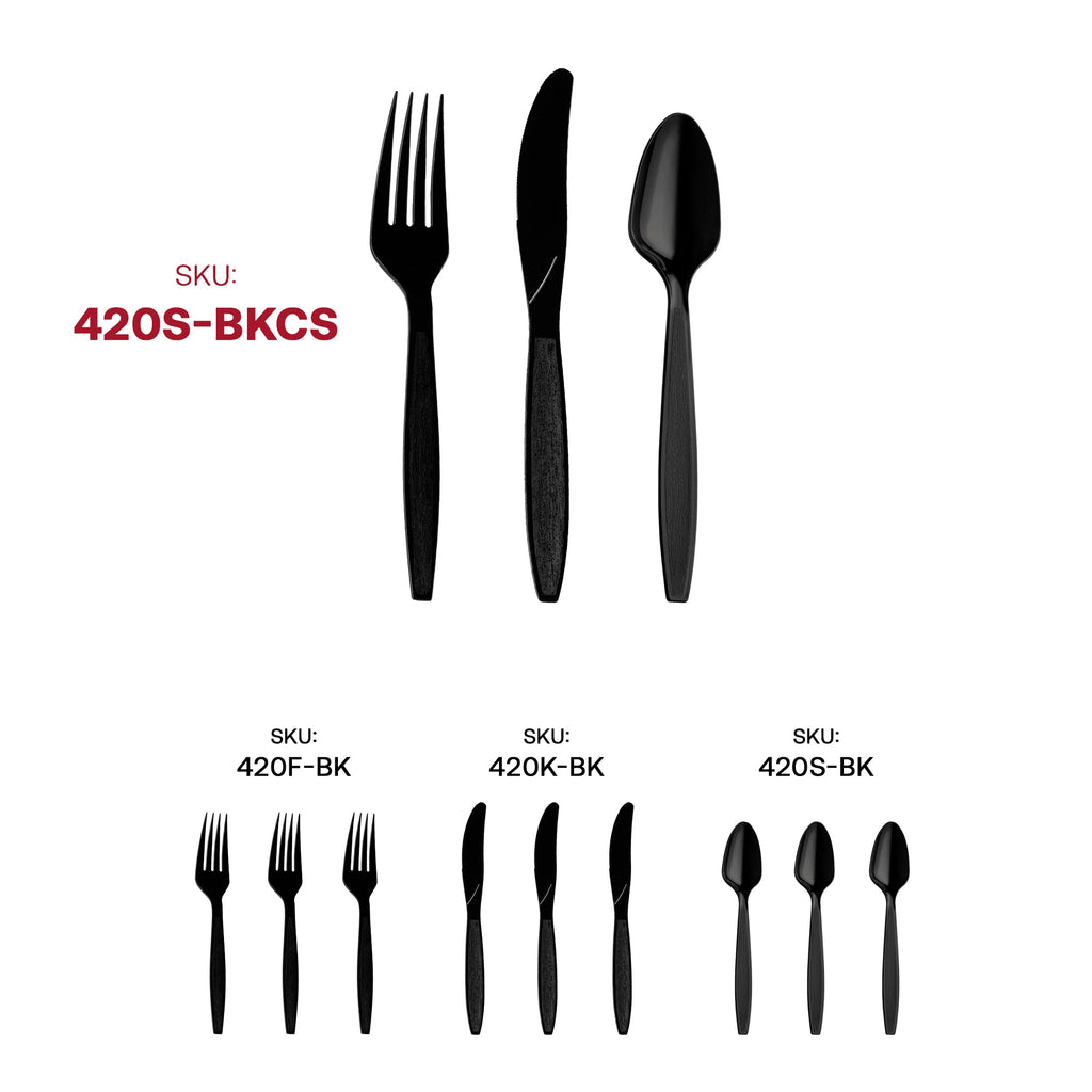 Black Disposable Plastic Cutlery Set