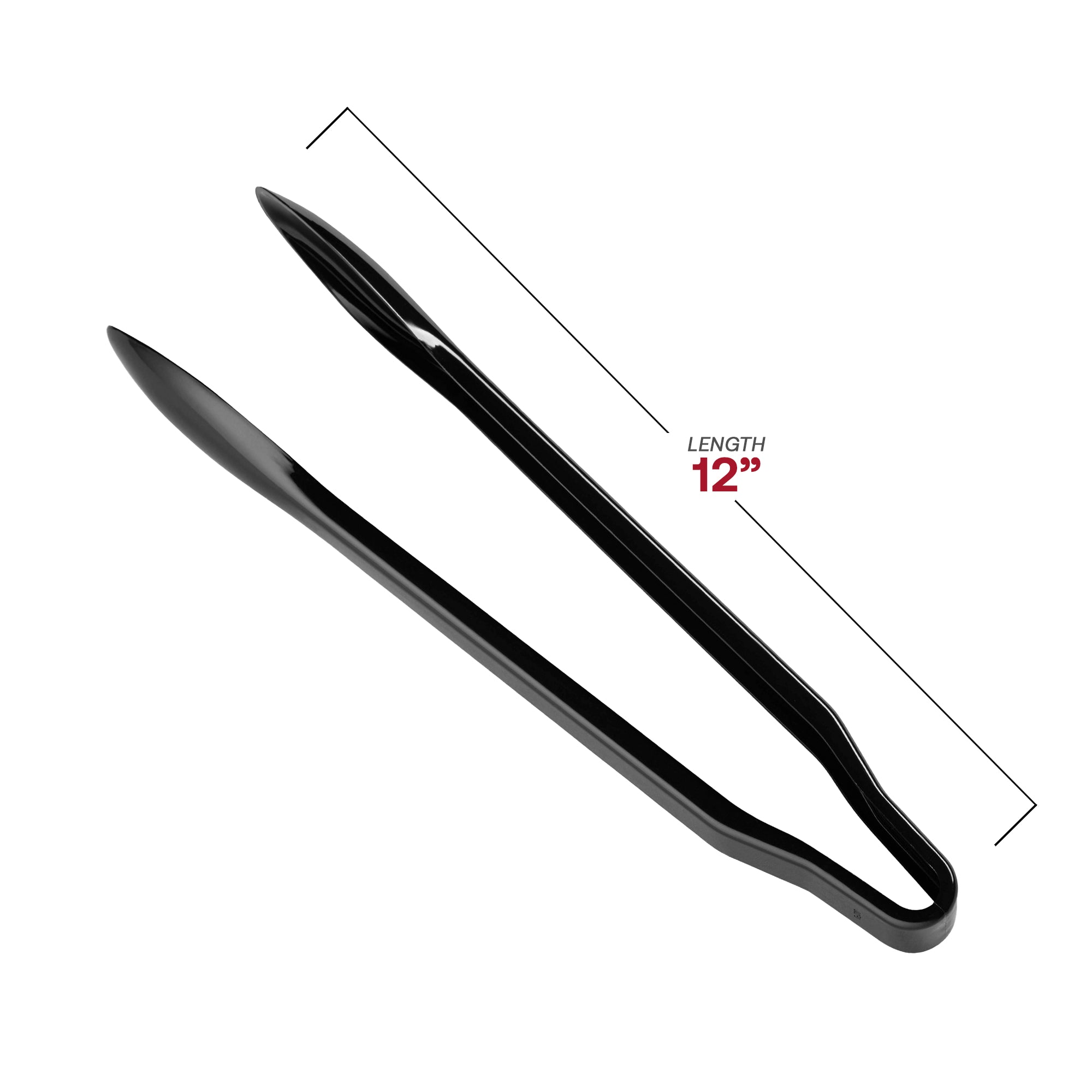 12" Black Disposable Plastic Serving Tongs