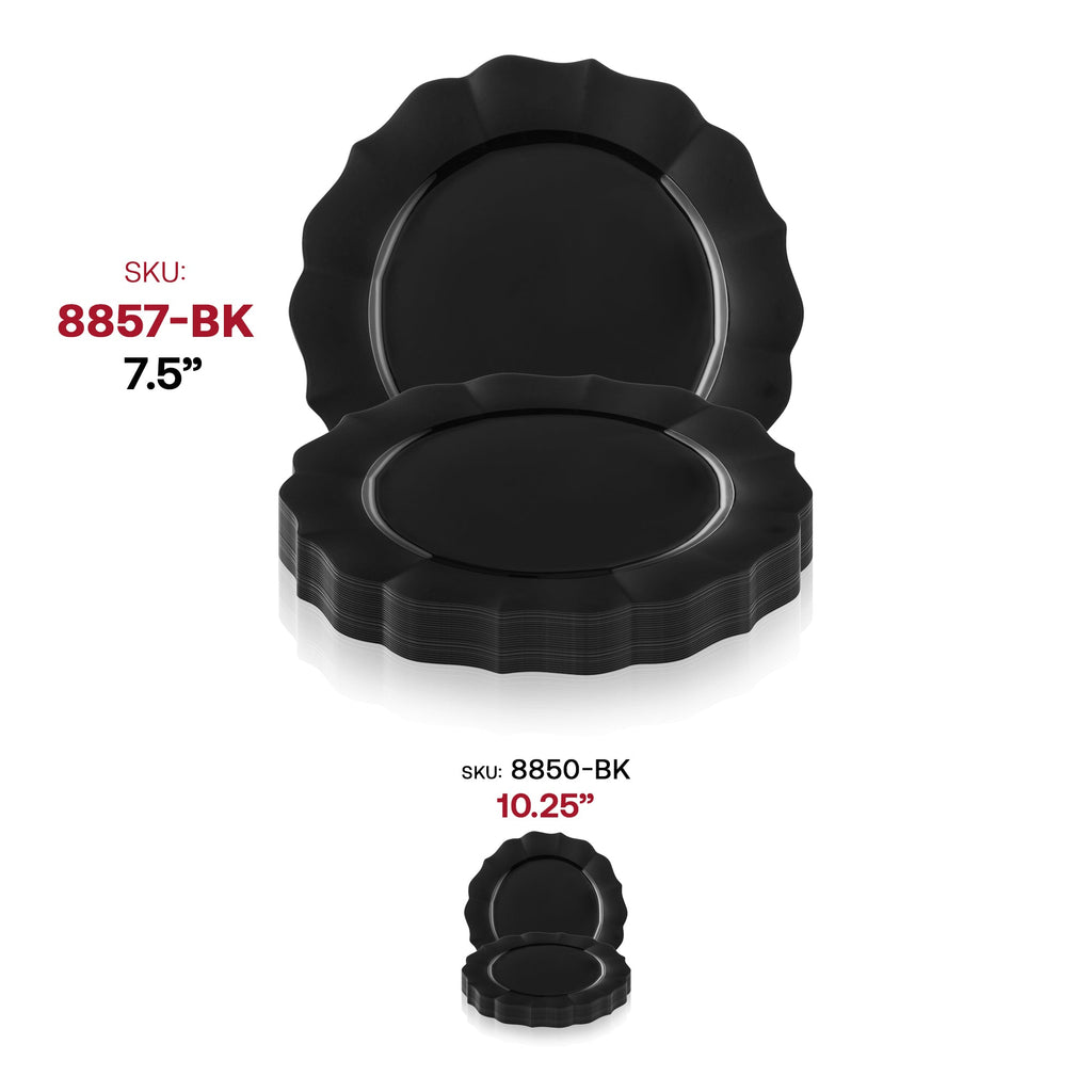 Black Round Lotus Plastic Appetizer/Salad Plates (7.5")