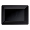 9" x 13" Black Rectangular with Groove Rim Plastic Serving Trays