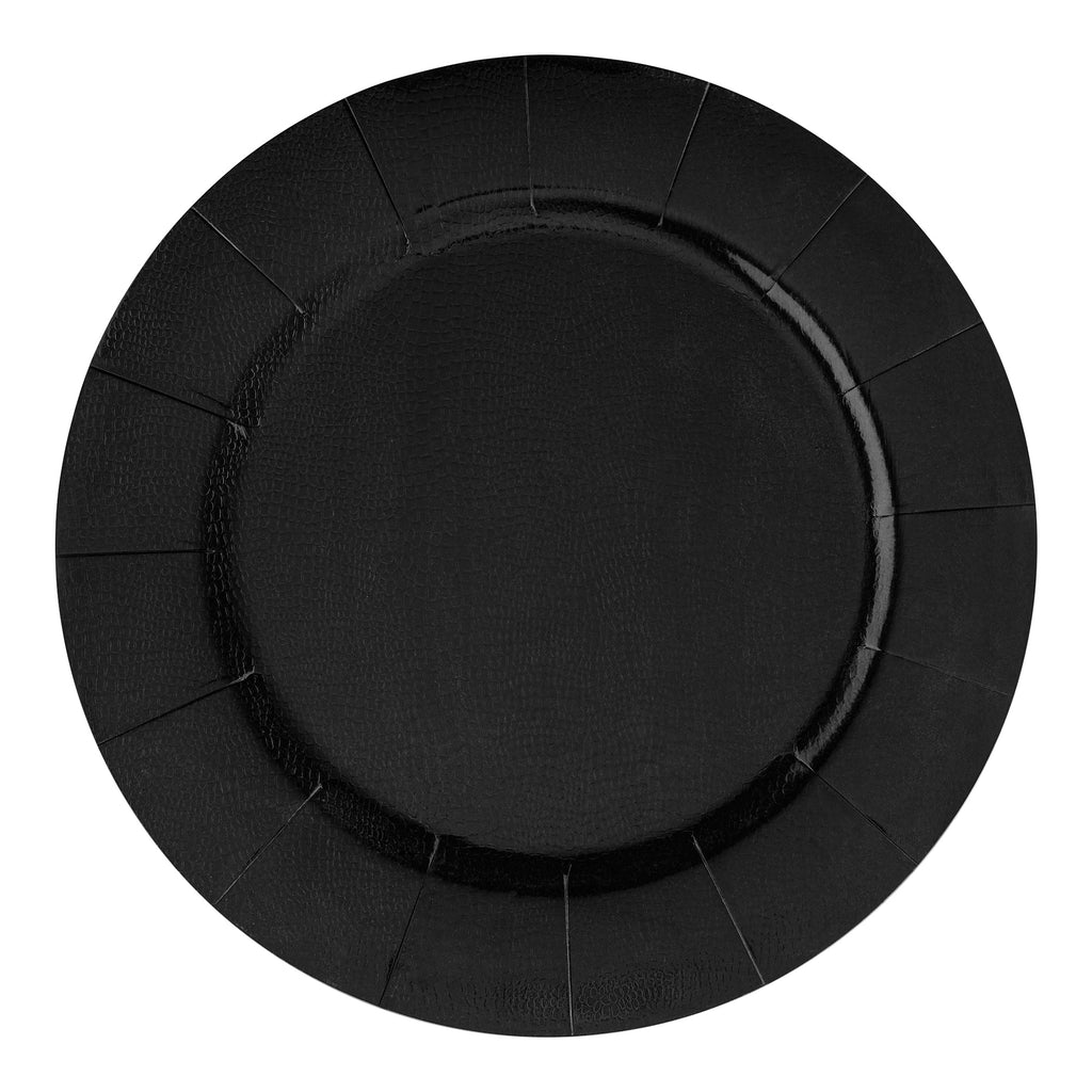 Black Round Disposable Paper Charger Plates (13")