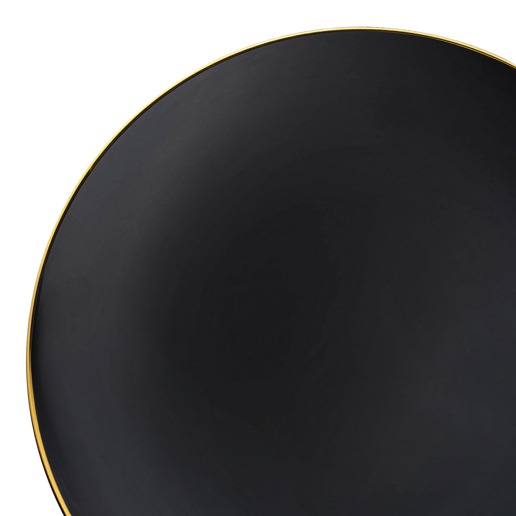 Black with Gold Rim Organic Round Disposable Plastic Appetizer/Salad Plates (7.5")