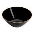 Black with Gold Rim Organic Round Disposable Plastic Dessert Bowls (6 oz.)