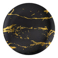 Black with Gold Marble Stroke Round Disposable Plastic Dinner Plates (10.25")