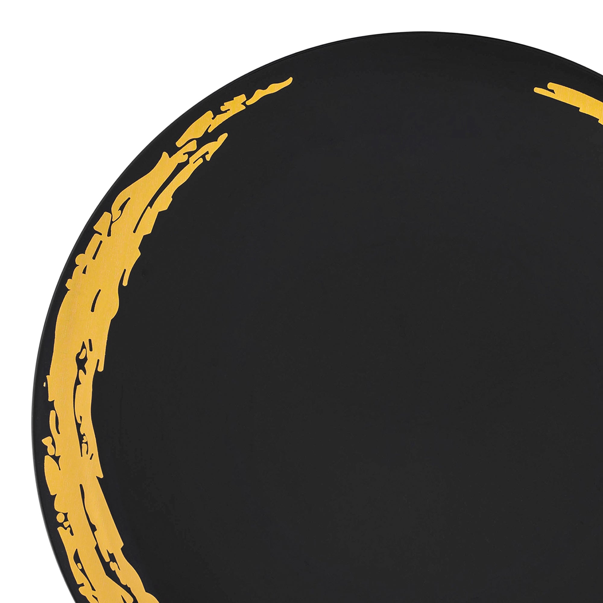 Black with Gold Moonlight Round Disposable Plastic Appetizer/Salad Plates (7.5")