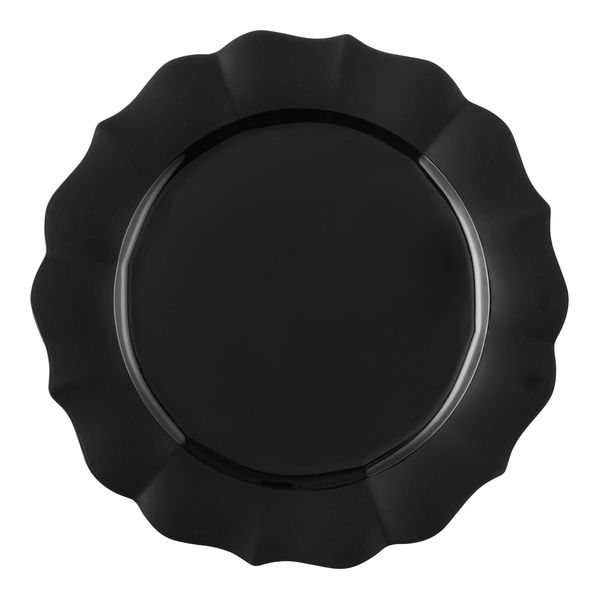 Black Round Lotus Plastic Dinner Plates (10.25")