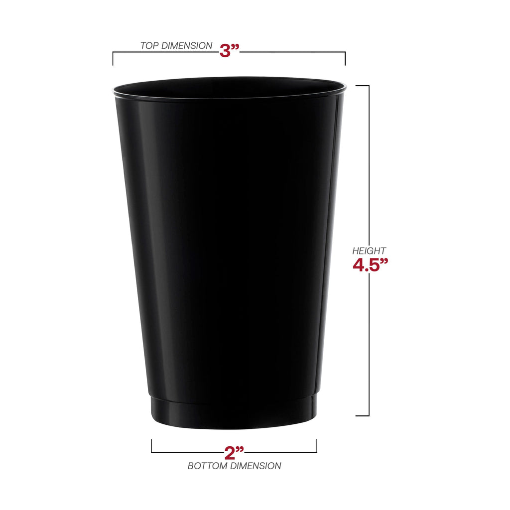 12 oz Black Plastic Party Cups – Disposable Tumblers