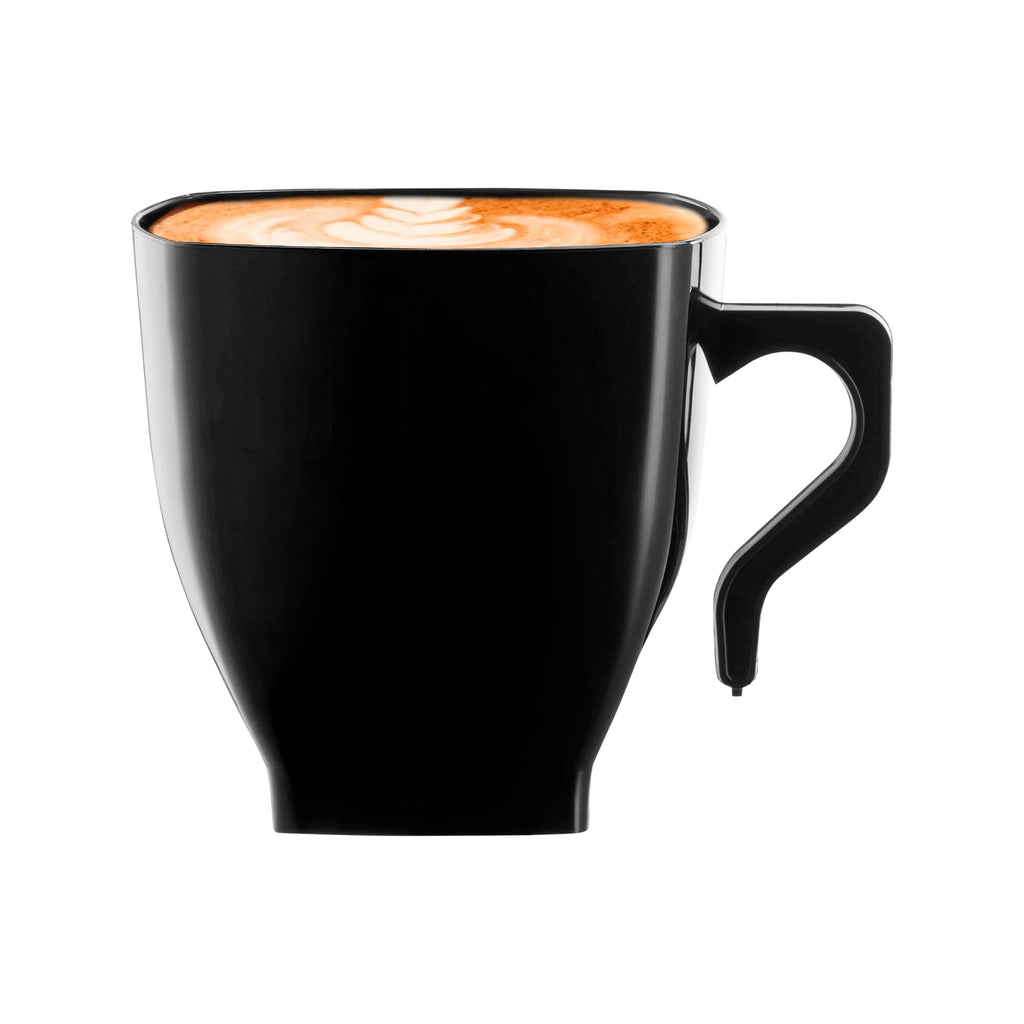 Black Square Plastic Mini Coffee Tea Cups (2 oz. )