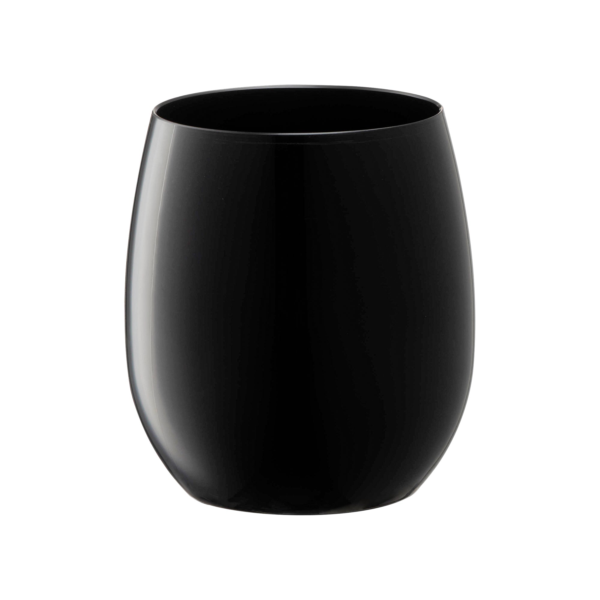 Black Elegant Stemless Plastic Wine Glasses (12 oz. )