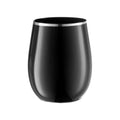 Black with Silver Elegant Stemless Plastic Wine Glasses (12 oz. )