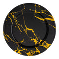 Black with Gold Marble Round Disposable Paper Charger Plates (13")