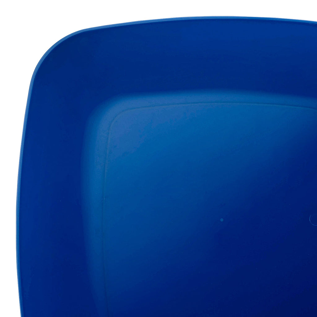 Blue Flat Rounded Square Disposable Plastic Buffet Plates (8.5")
