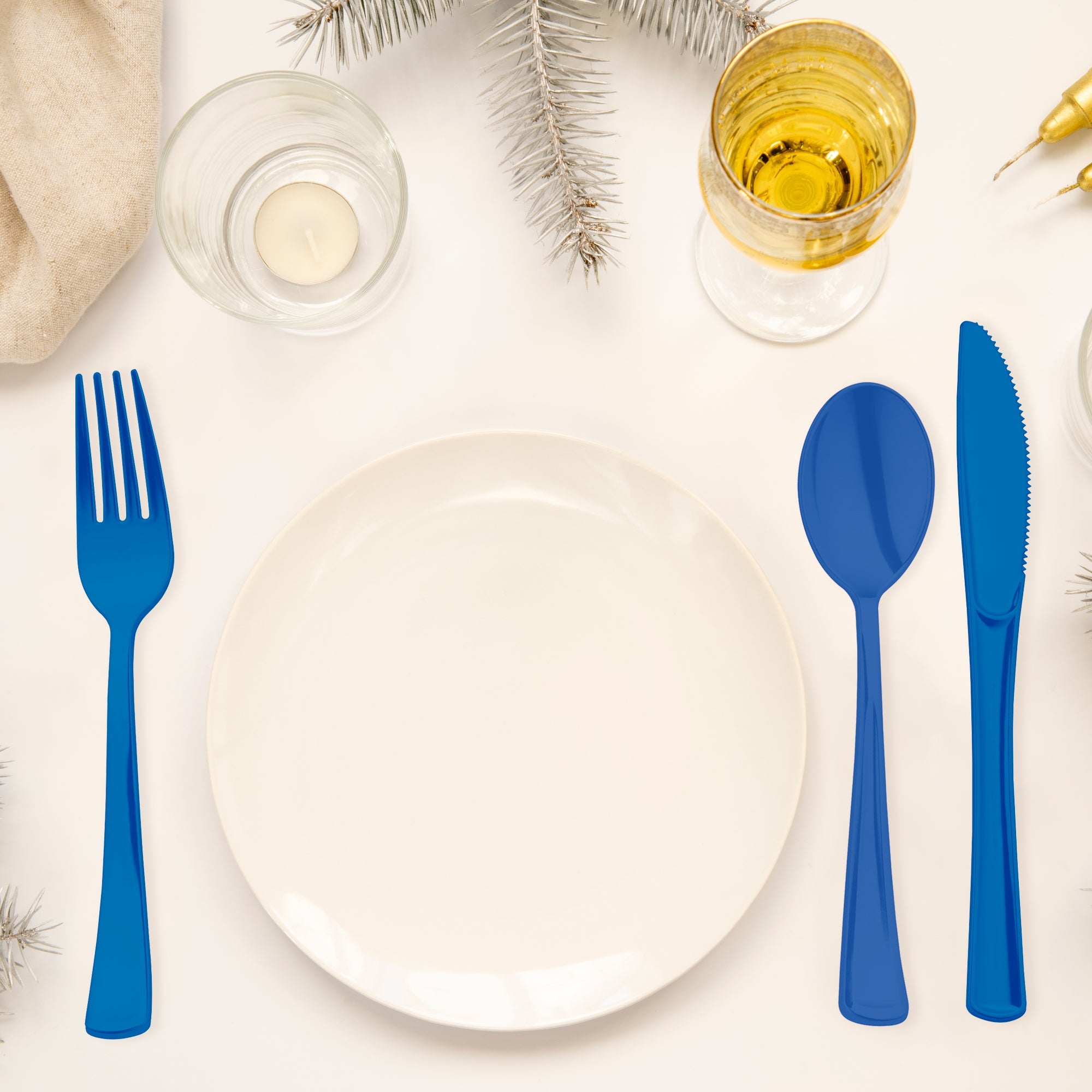 Blue Disposable Plastic Party Cutlery Set