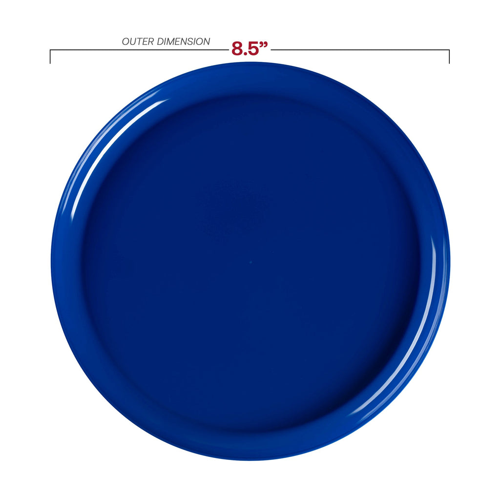 Solid Blue Flat Round Disposable Plastic Dinnerware Value Set