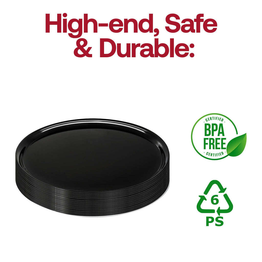 14" Black Round Plastic Trays