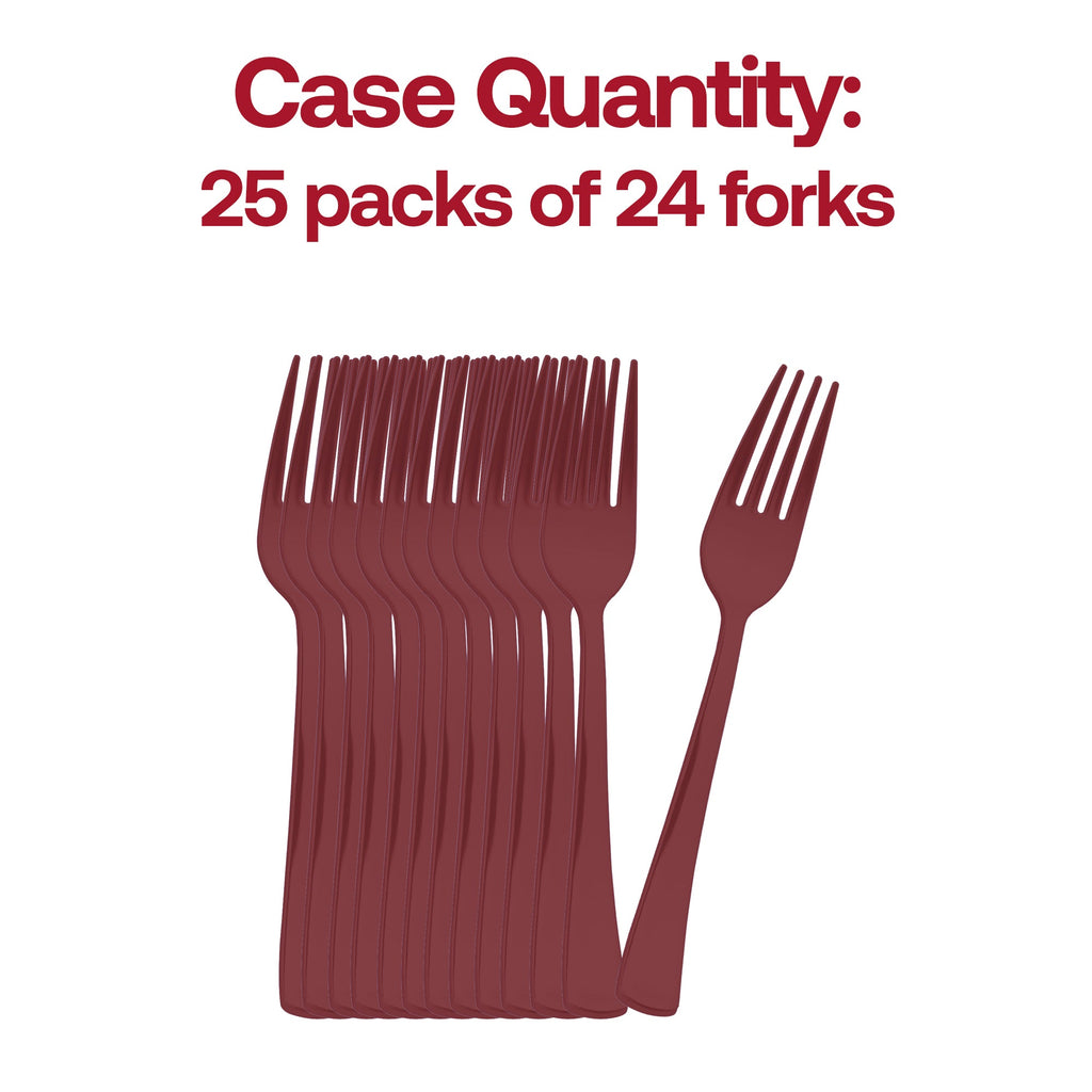 Red Disposable Plastic Party Forks