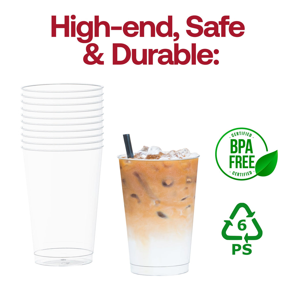 Clear White Disposable Plastic Party Cups (12 oz. )