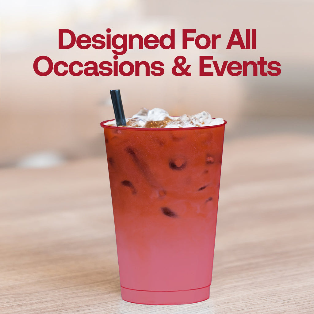 Clear Red Disposable Plastic Party Cups (12 oz. )