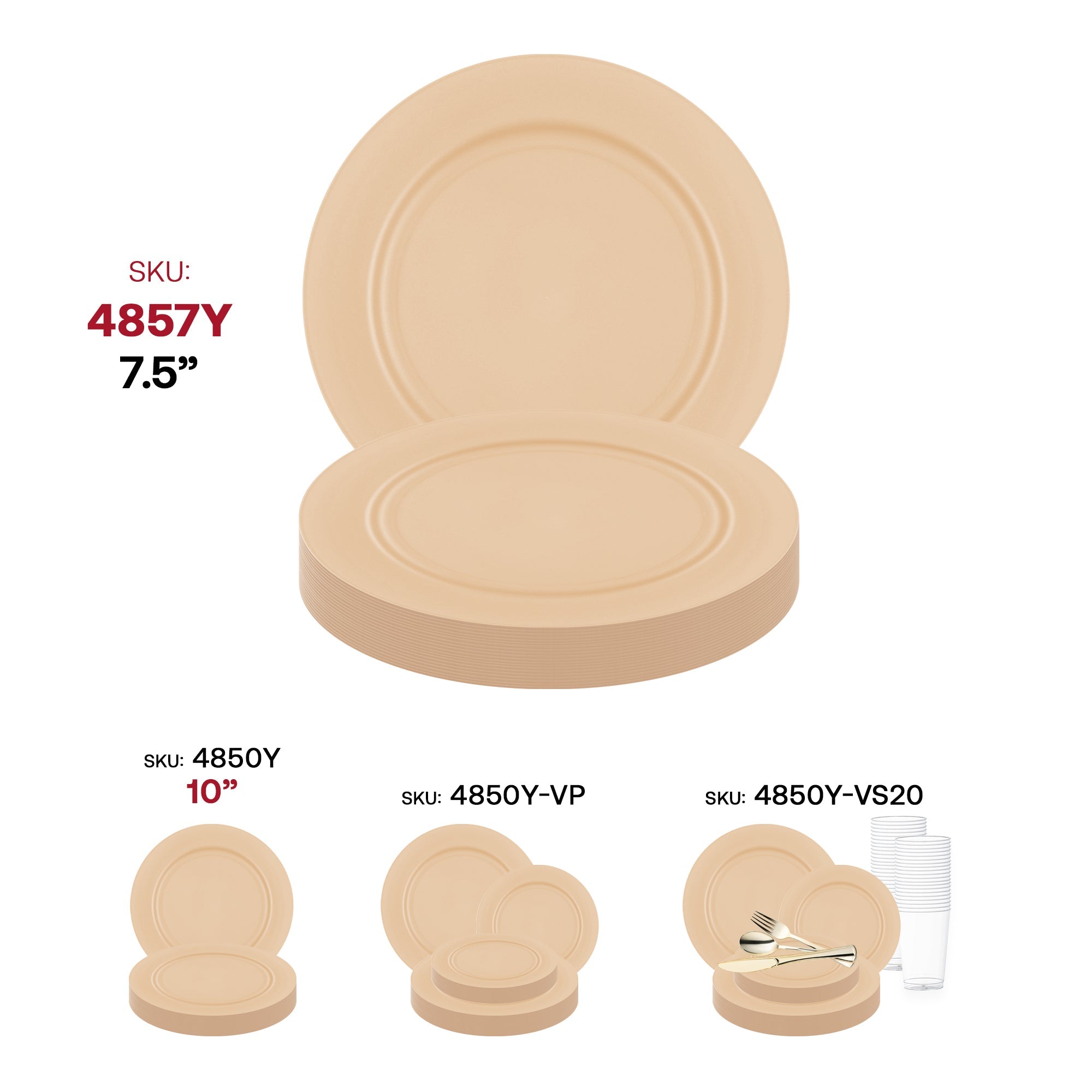 Matte Bright Yellow Round Disposable Plastic Appetizer/Salad Plates (7.5")