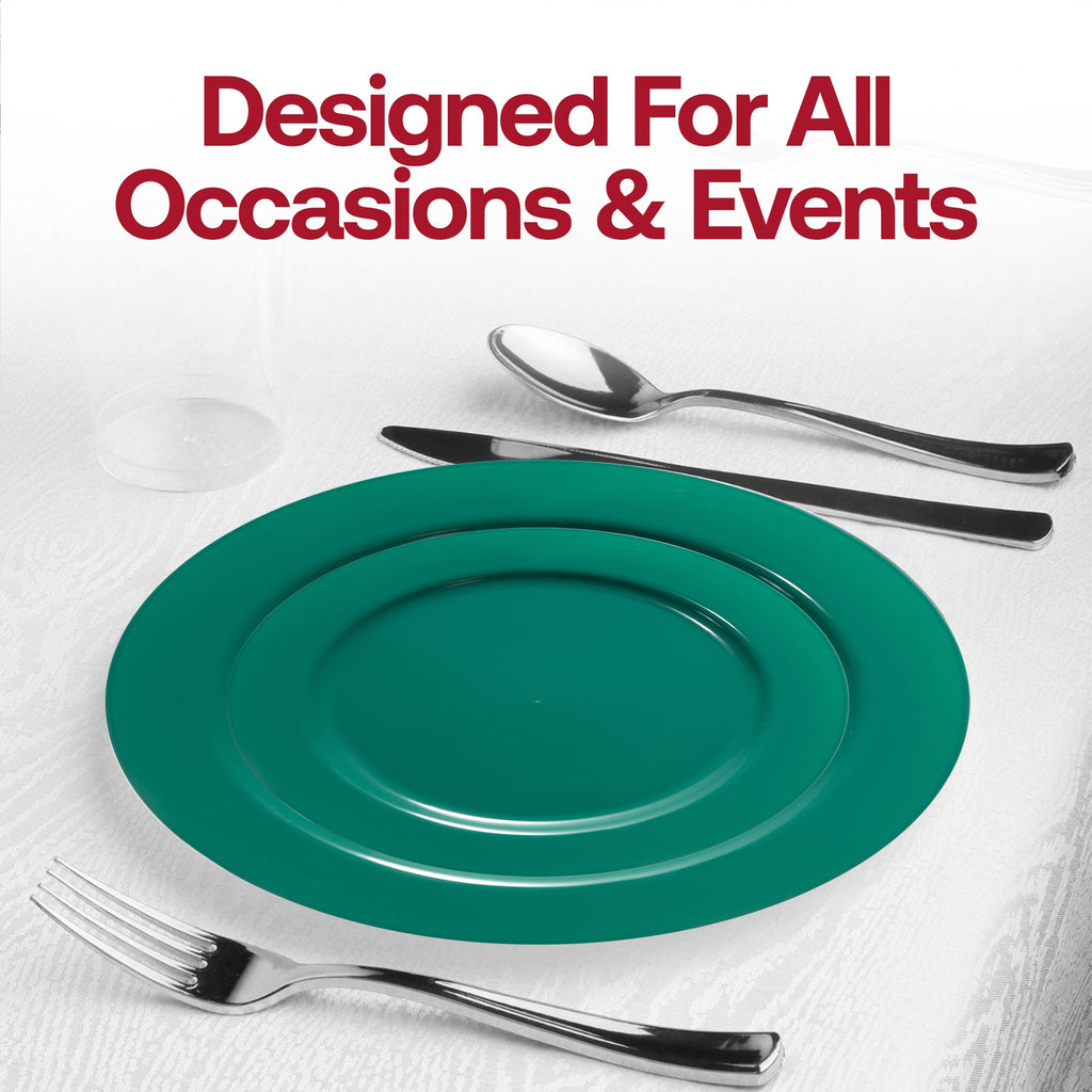 Solid Green Holiday Round Disposable Plastic Wedding Value Set