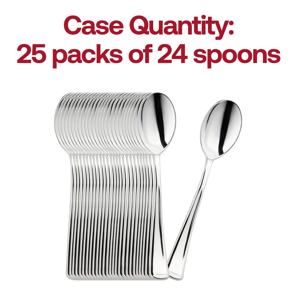 Shiny Metallic Silver Plastic Spoons