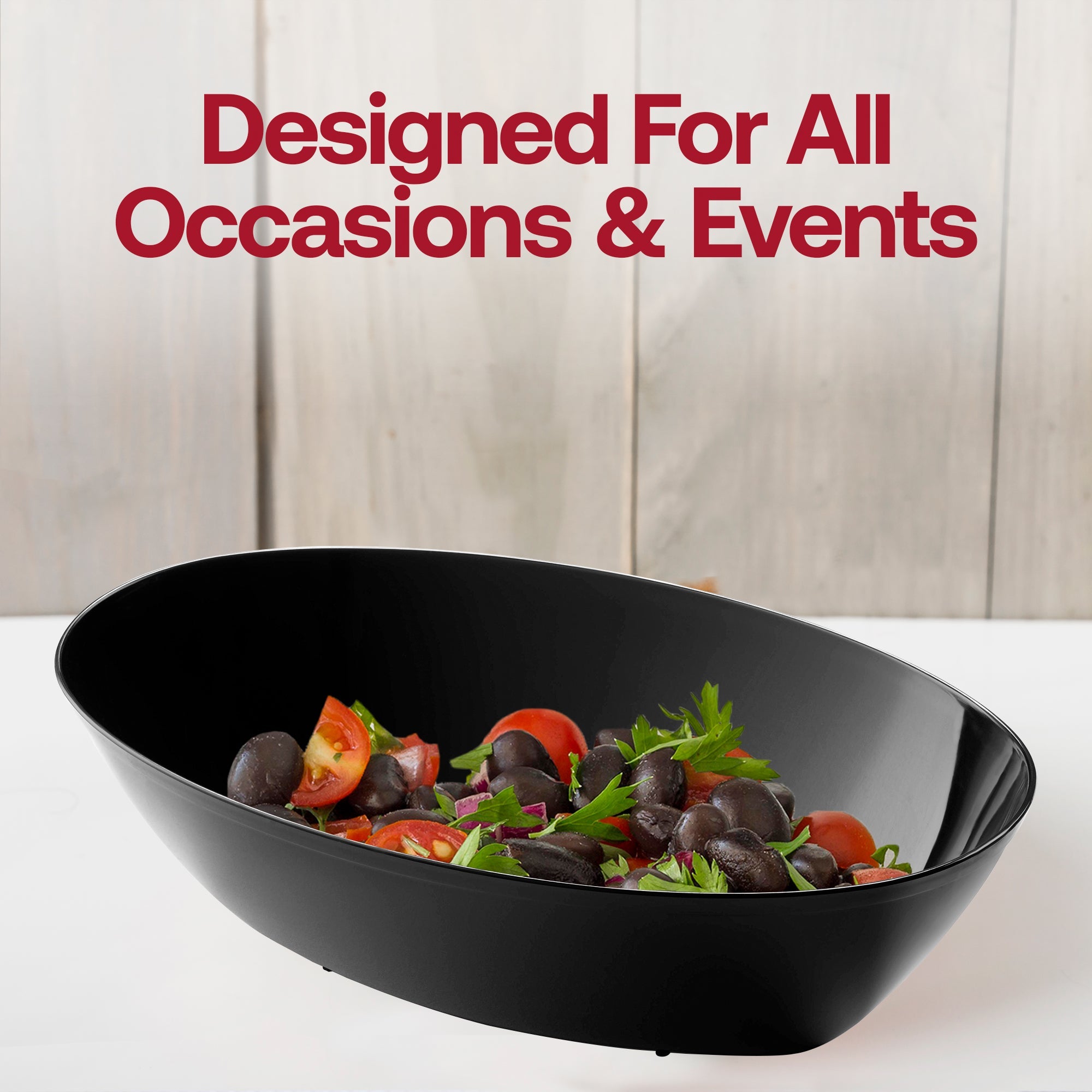 Black Oval Plastic Serving Bowls (2 qt.)