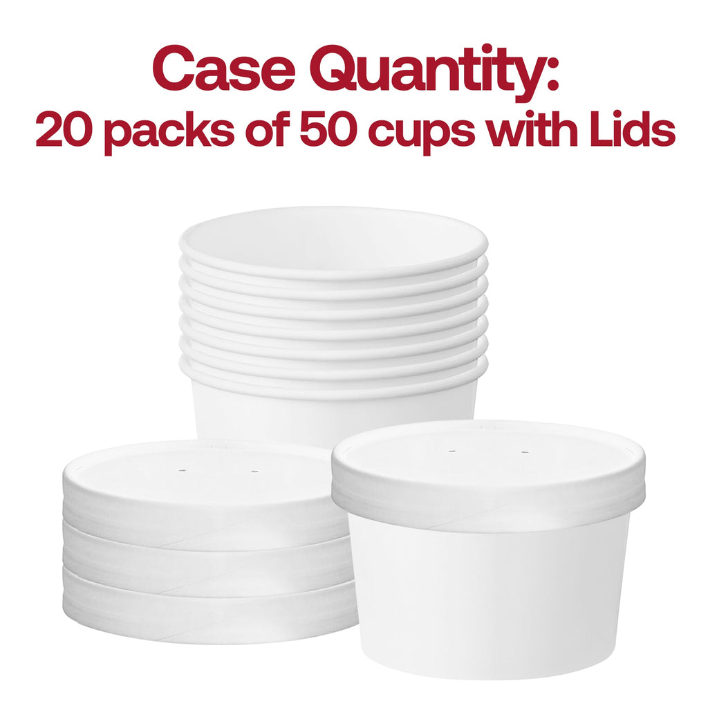 8 oz Squat Paper Soup Cups with Paper Lids