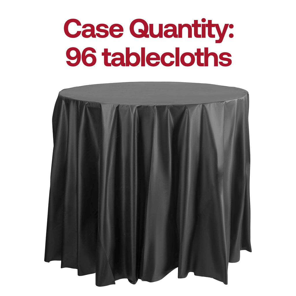 Black Round Disposable Plastic Tablecloths (84")