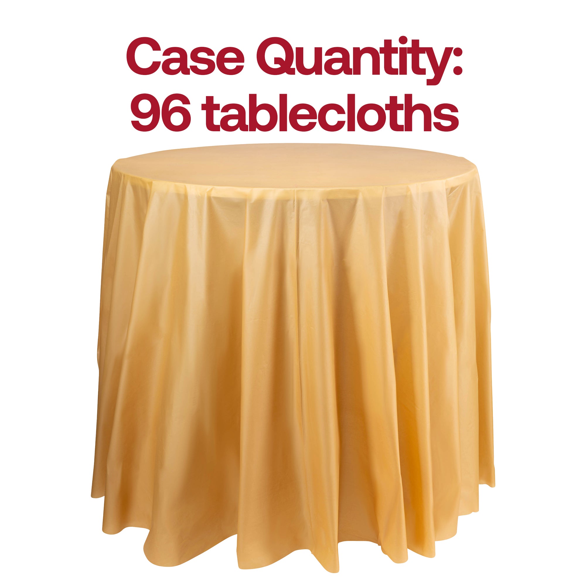 Gold Round Disposable Plastic Tablecloths (84")