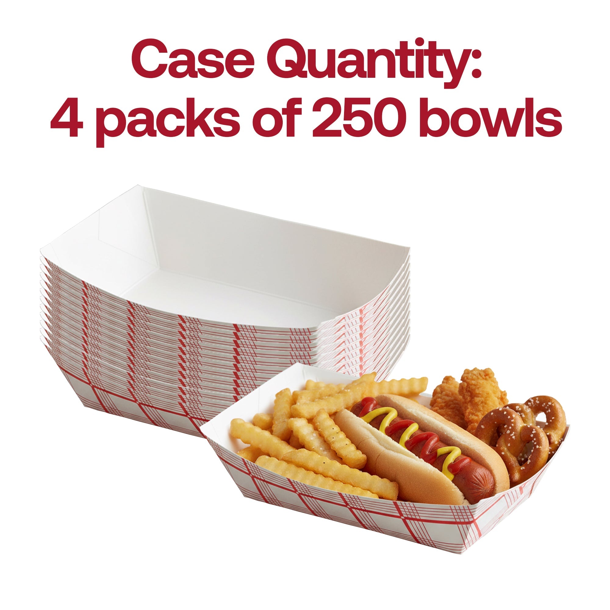 8 oz Red Plaid Paper Food Trays