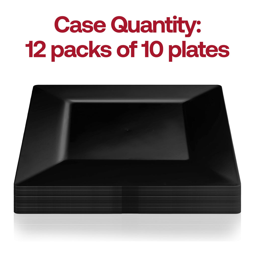 Black Square Plastic Dinner Plates (10.25")