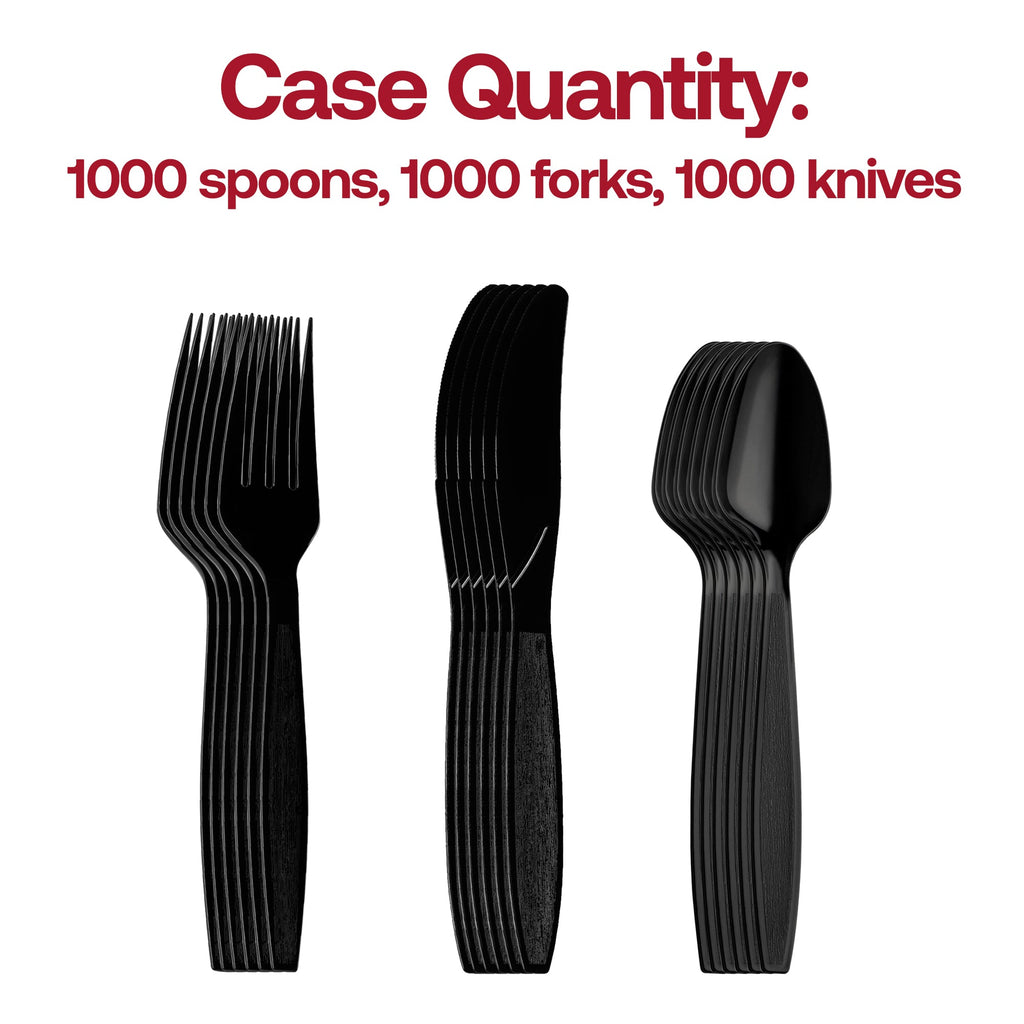 Black Disposable Plastic Cutlery Set