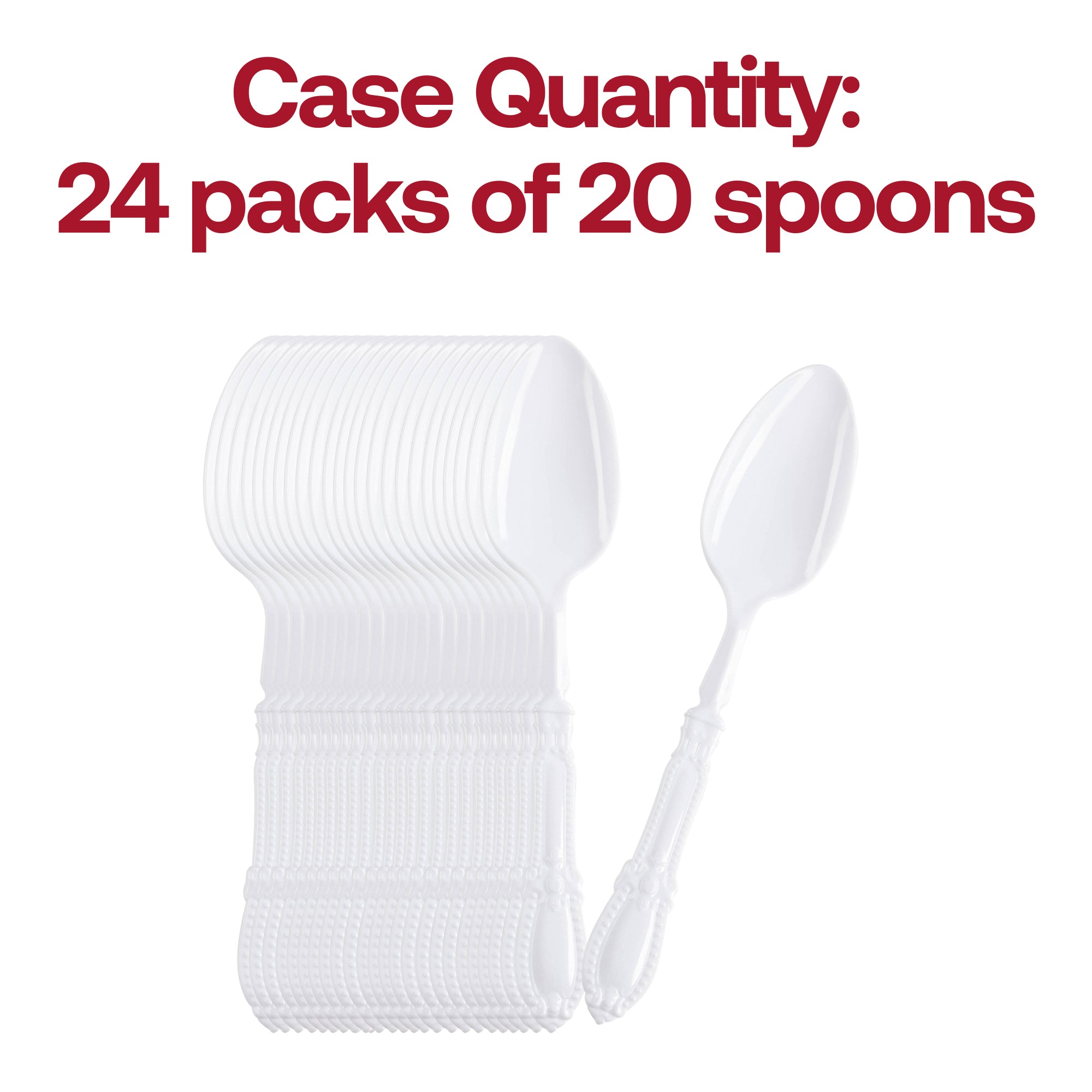 White Baroque Disposable Plastic Dinner Spoons