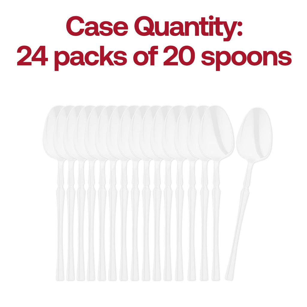 Solid White Moderno Disposable Plastic Dinner Spoons