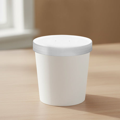 16 oz Squat Paper Soup Cups with Paper Lids