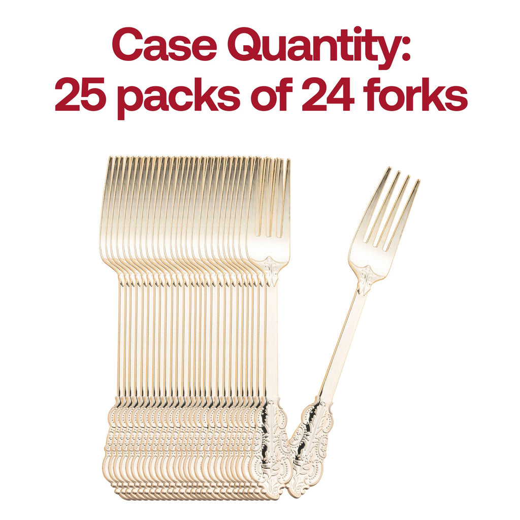 Shiny Baroque Gold Plastic Forks