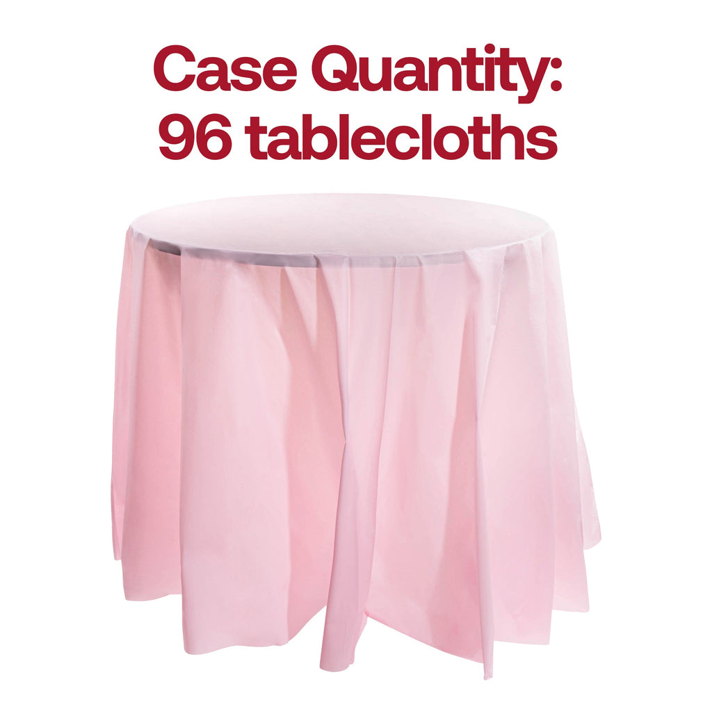 Pink Round Disposable Plastic Tablecloths (84")