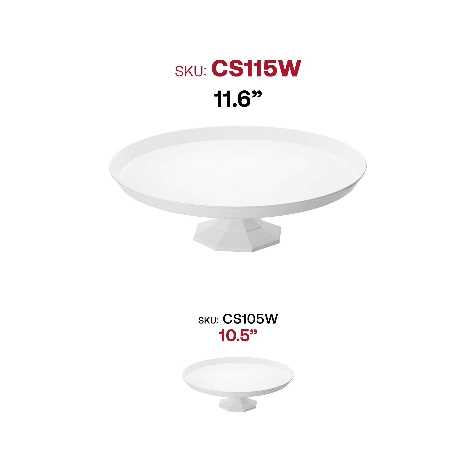 11.6" White Medium Round Plastic Cake Stands