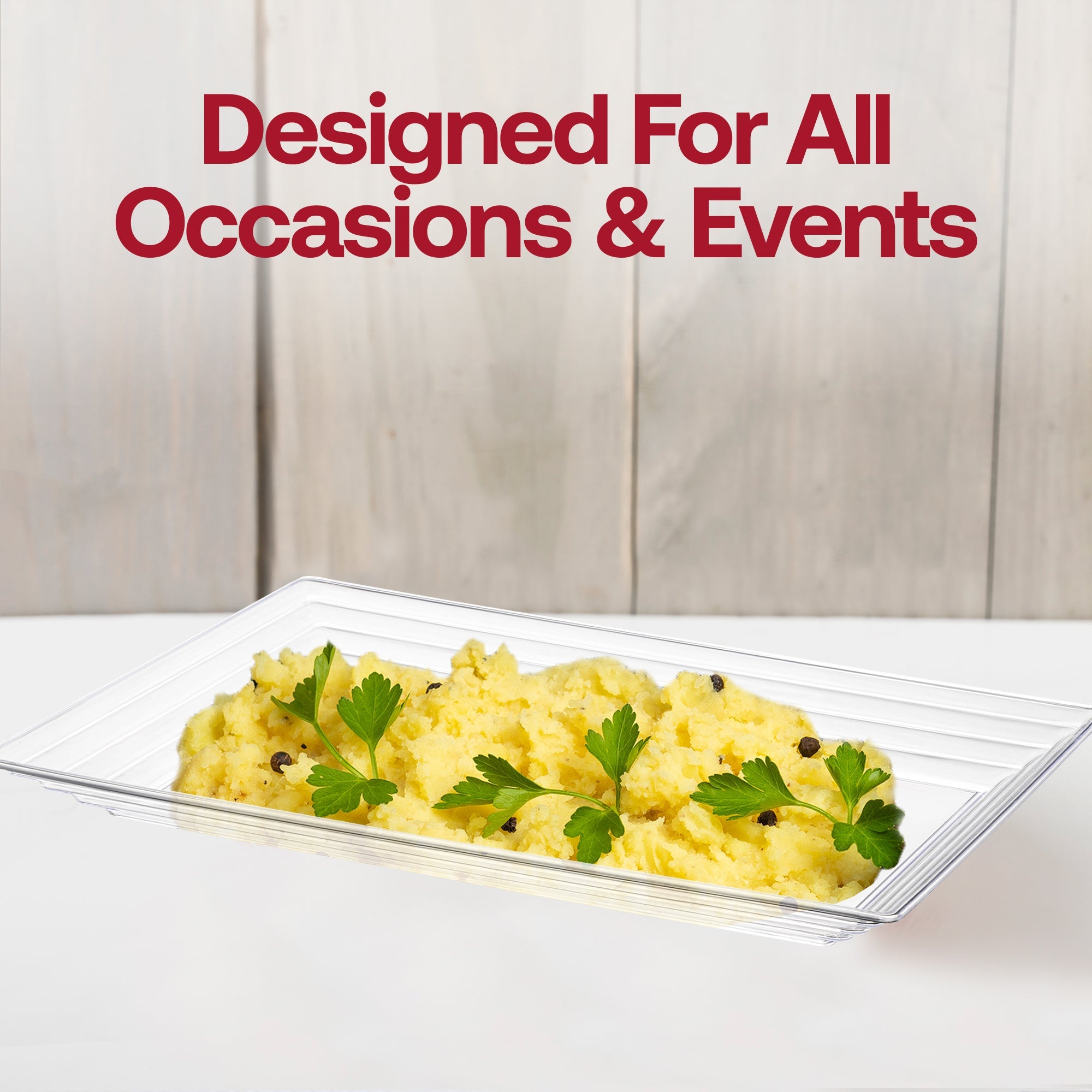 11" x 16" Clear Rectangular with Groove Rim Plastic Serving Trays
