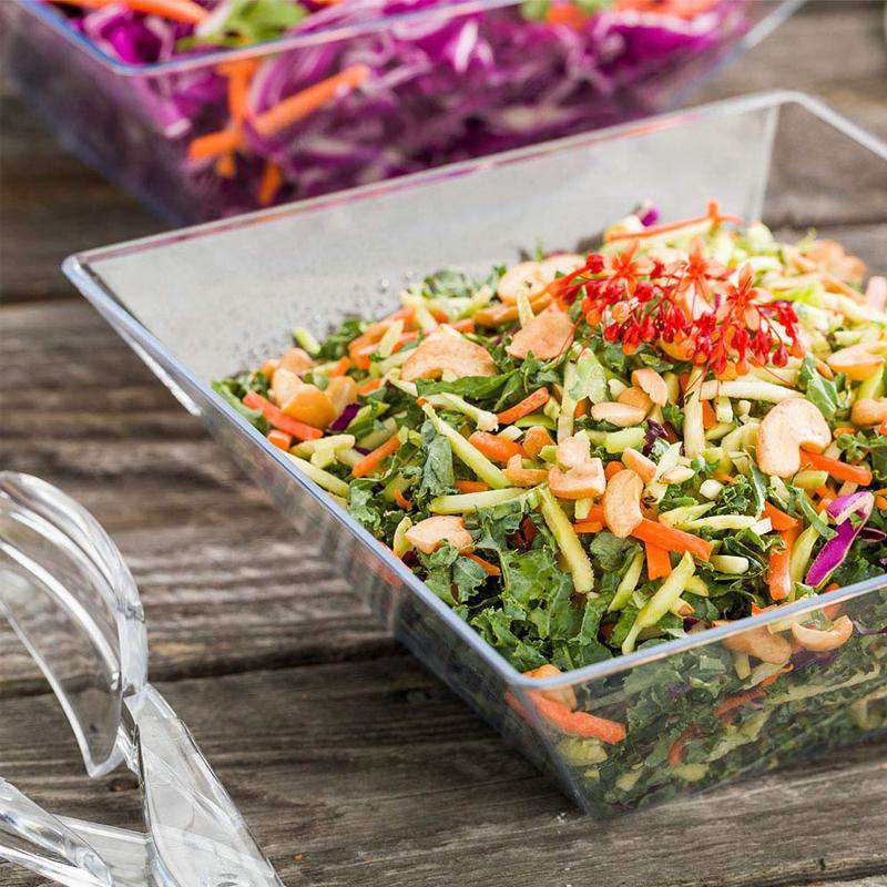 Clear Square Plastic Serving Bowls (3 qt.)