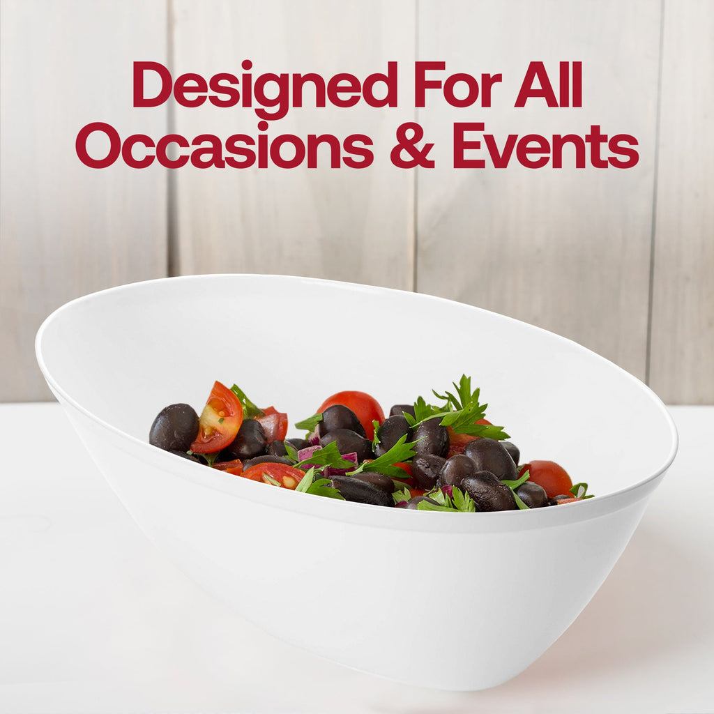 White Oval Plastic Serving Bowls (2 qt.)