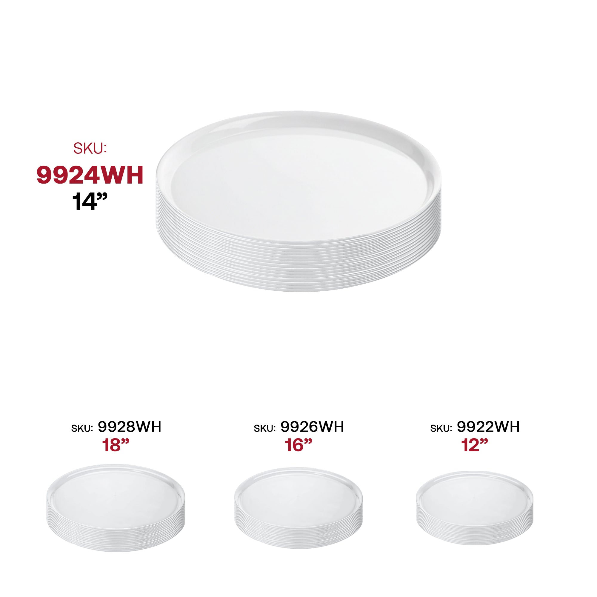14" White Round Plastic Trays