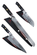 Shogun Core Kitchen Trio | 8" Chef's Knife + 7" Santoku + Serrated Bread Knife
