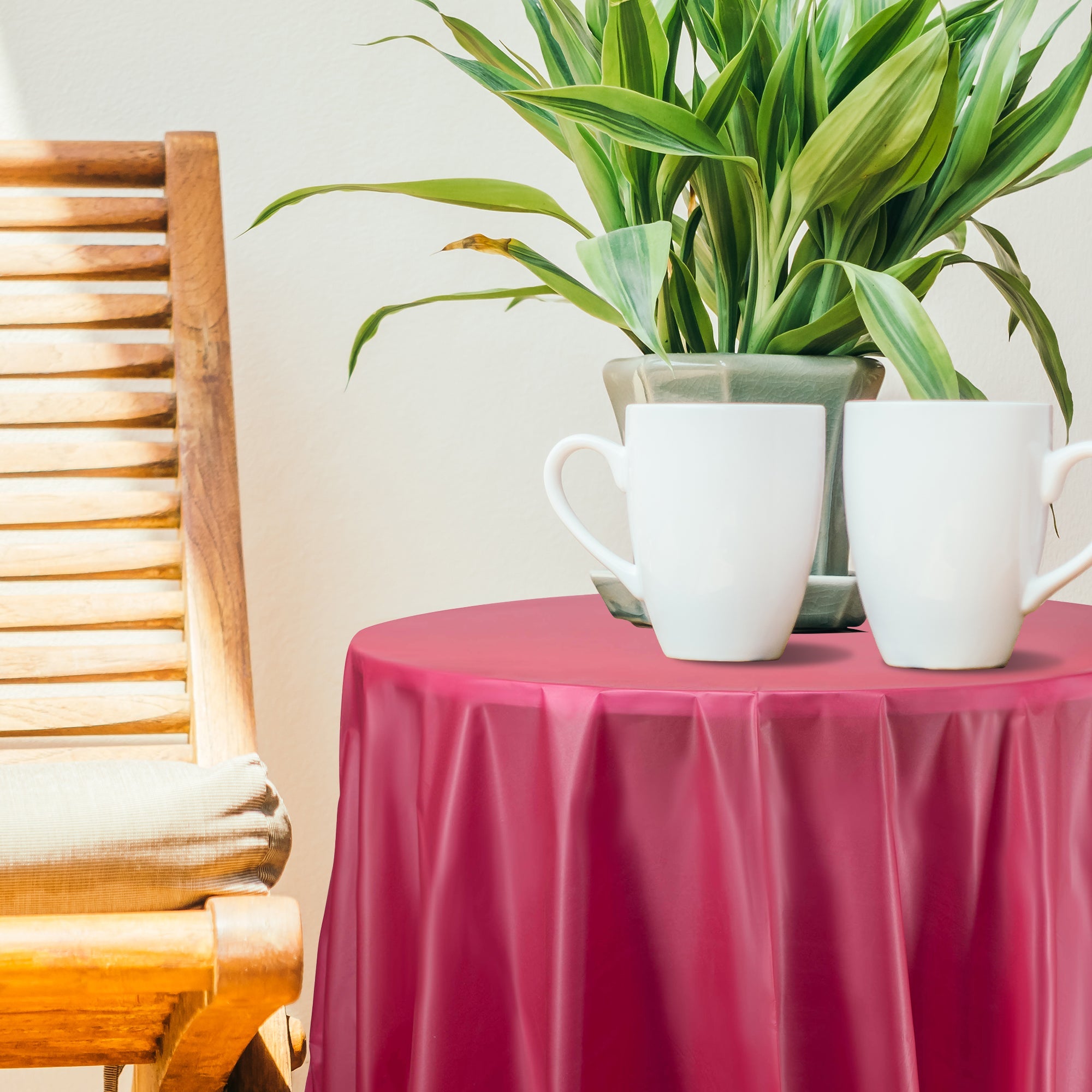 Burgundy Round Disposable Plastic Tablecloths (84")