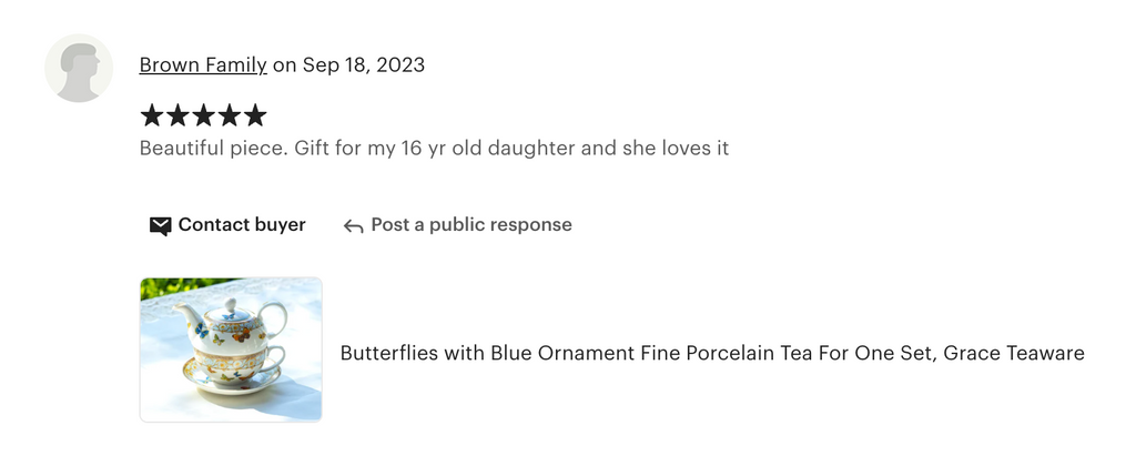Butterflies with Blue Ornament Fine Porcelain Tea For One Set