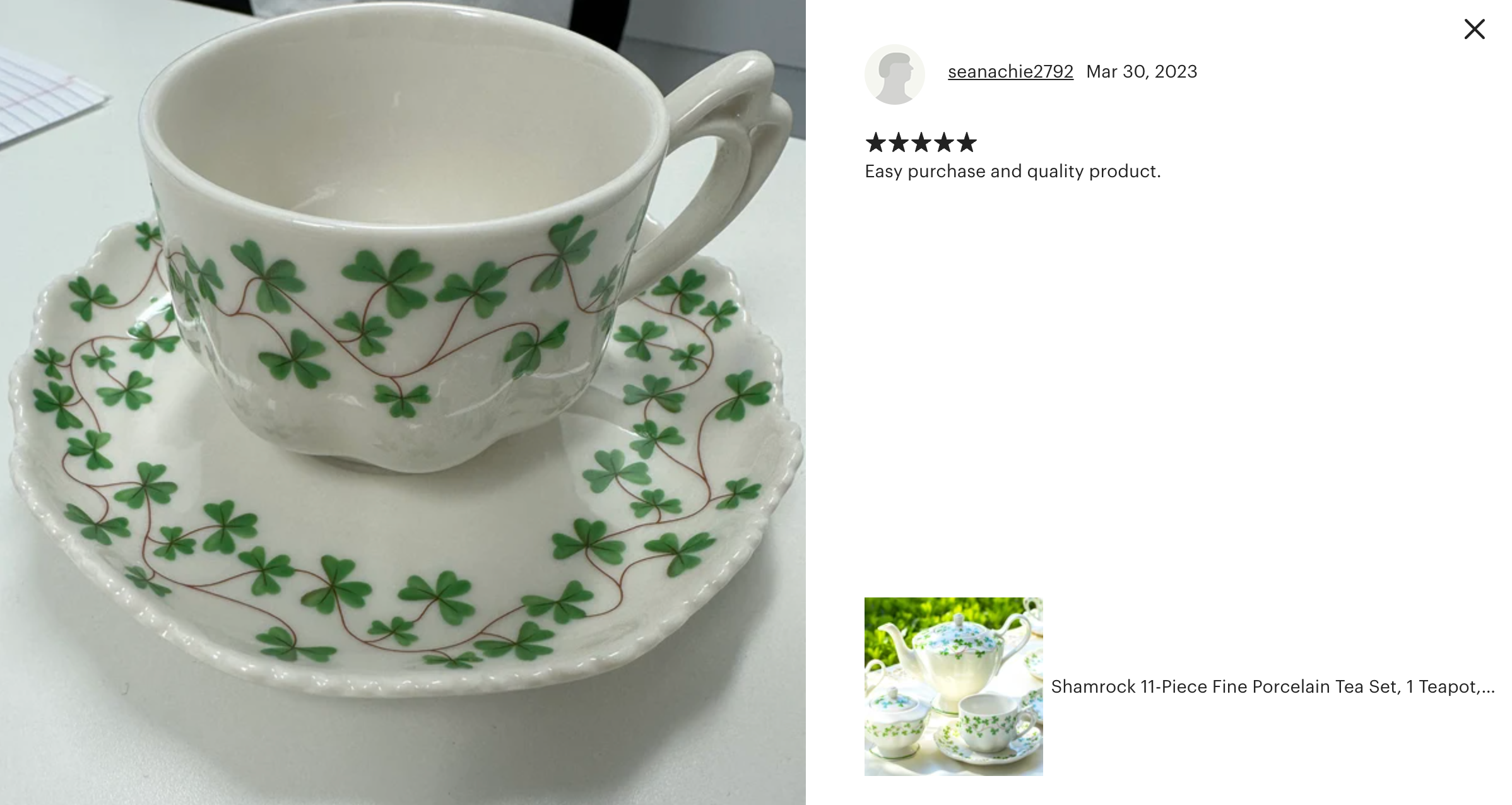 Shamrock Fine Porcelain 11-Piece Tea Set