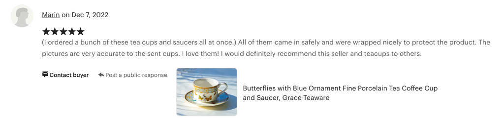 Butterflies with Blue Ornament Fine Porcelain Cup and Saucer