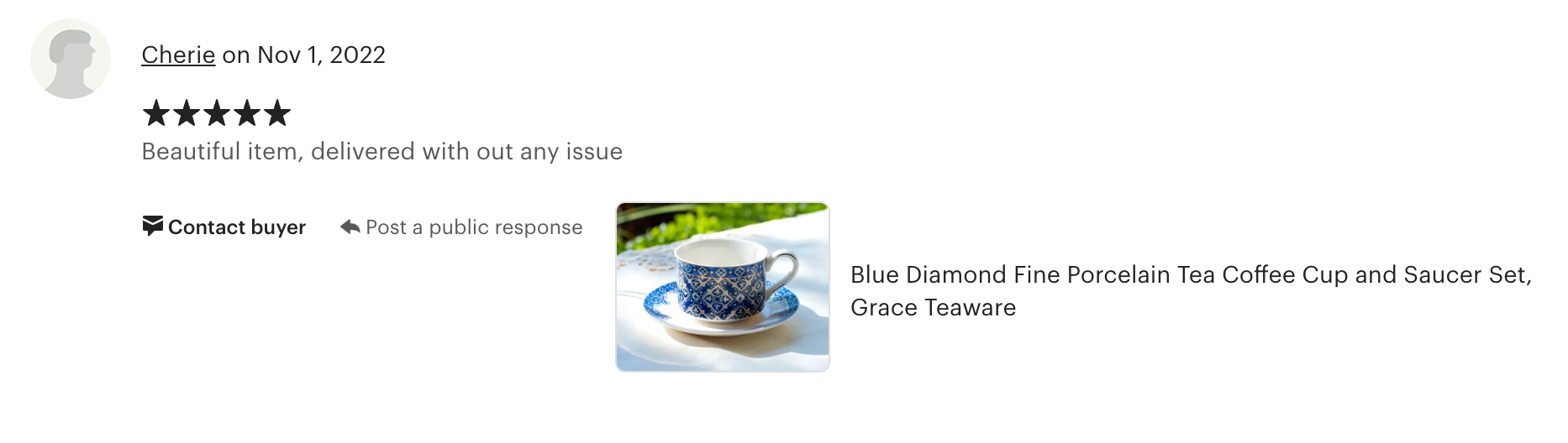 Blue Diamond Fine Porcelain Cup and Saucer