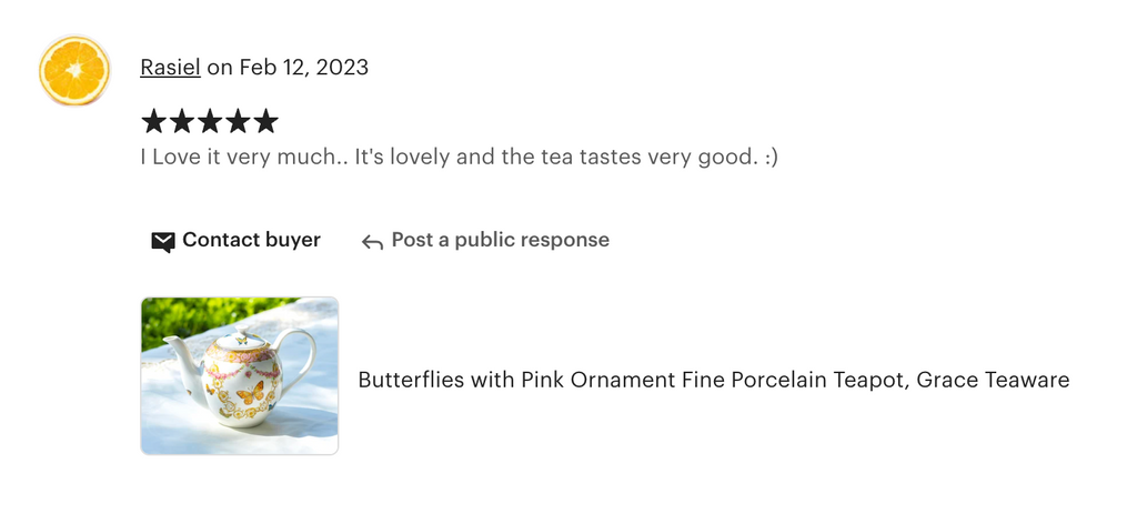 Butterflies with Pink Ornament Fine Porcelain Teapot