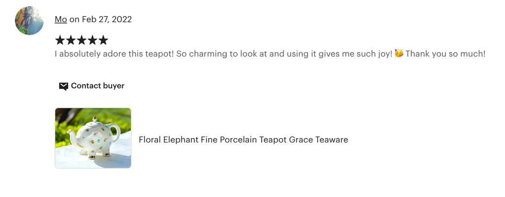 Floral Elephant Fine Porcelain Teapot